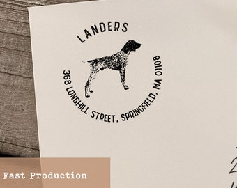 Custom Dog Address Stamp, German Shorthaired Pointer Stamp, Personalized Gift for Dog Owners, Rubber Stamp, 20 Dog Breeds