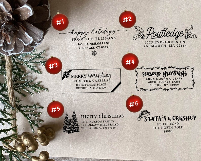 Happy Holidays Stamp Custom Christmas Address Stamp Return Etsy