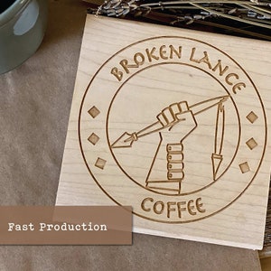 XL Laser Engraved Custom Logo Stamp, Wood Hand Stamp, Rubber Stamper for Branding, Personalized Small Business Packaging Stamp