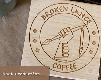 XL Laser Engraved Custom Logo Stamp, Wood Hand Stamp, Rubber Stamper for Branding, Personalized Small Business Packaging Stamp