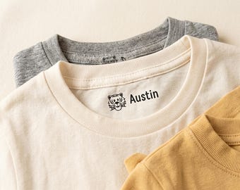 Kinder Kleidung Stempel, Benutzerdefinierte Name Label, Selbstfärber Stoff Stempel