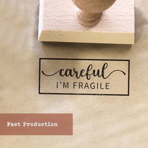 Fragile Handle With Care Stamp, Rubber Packaging Business Stamps, Self-Inking Box Stamper