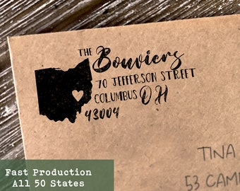 Personalisierter Adressstempel für Ohio, individueller Rücksendeadressenstempel für Ohio