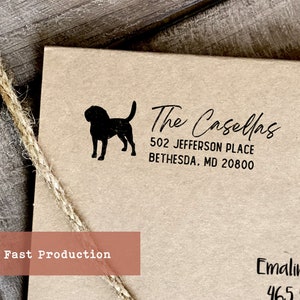 Custom Dog Stamp, Return Address Stamp, Beagle Stamp, Gift for Dog Lovers, Wood Handle or Self Inking Personalized Stamp