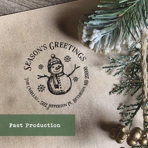 Aangepaste kerststempel sneeuwpop, retouradres winterkerst, gepersonaliseerde kerststempel thuis