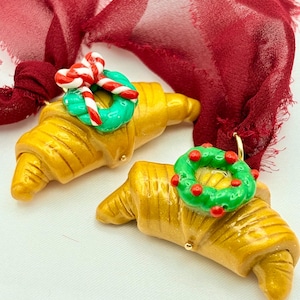 French Christmas Ornament, Croissant Charm for Christmas, Croissant Decor