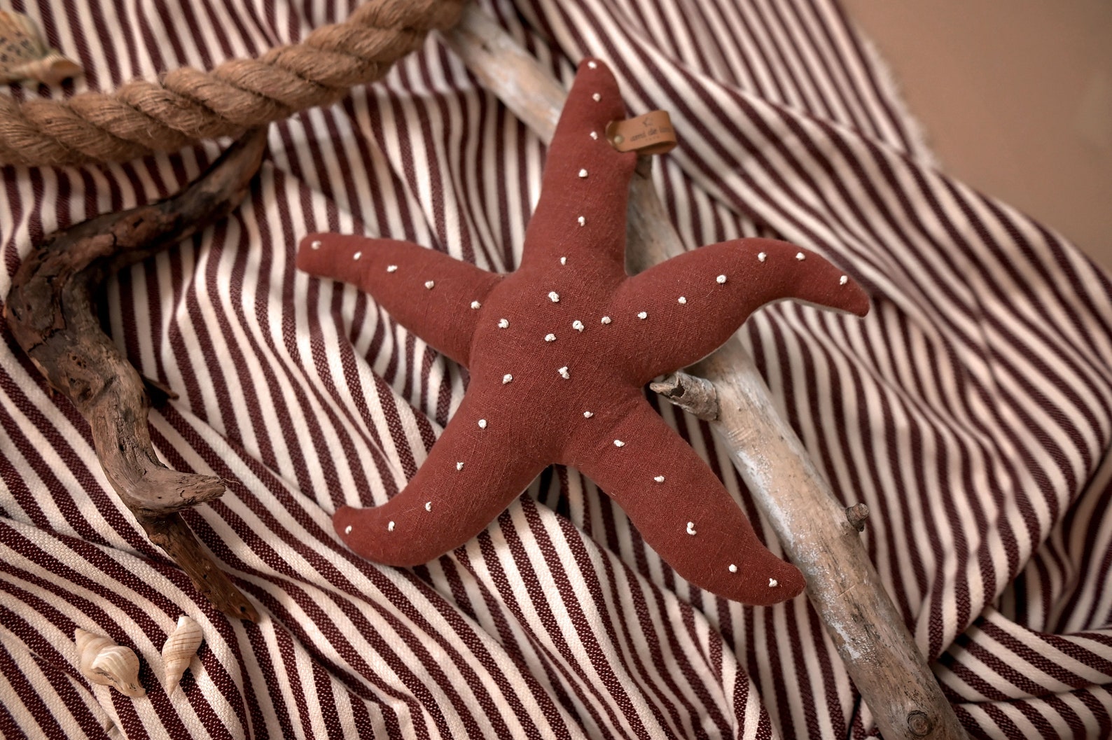 Stuffed Starfish Toy Brickred Color Sensory Toys Nautical Etsy