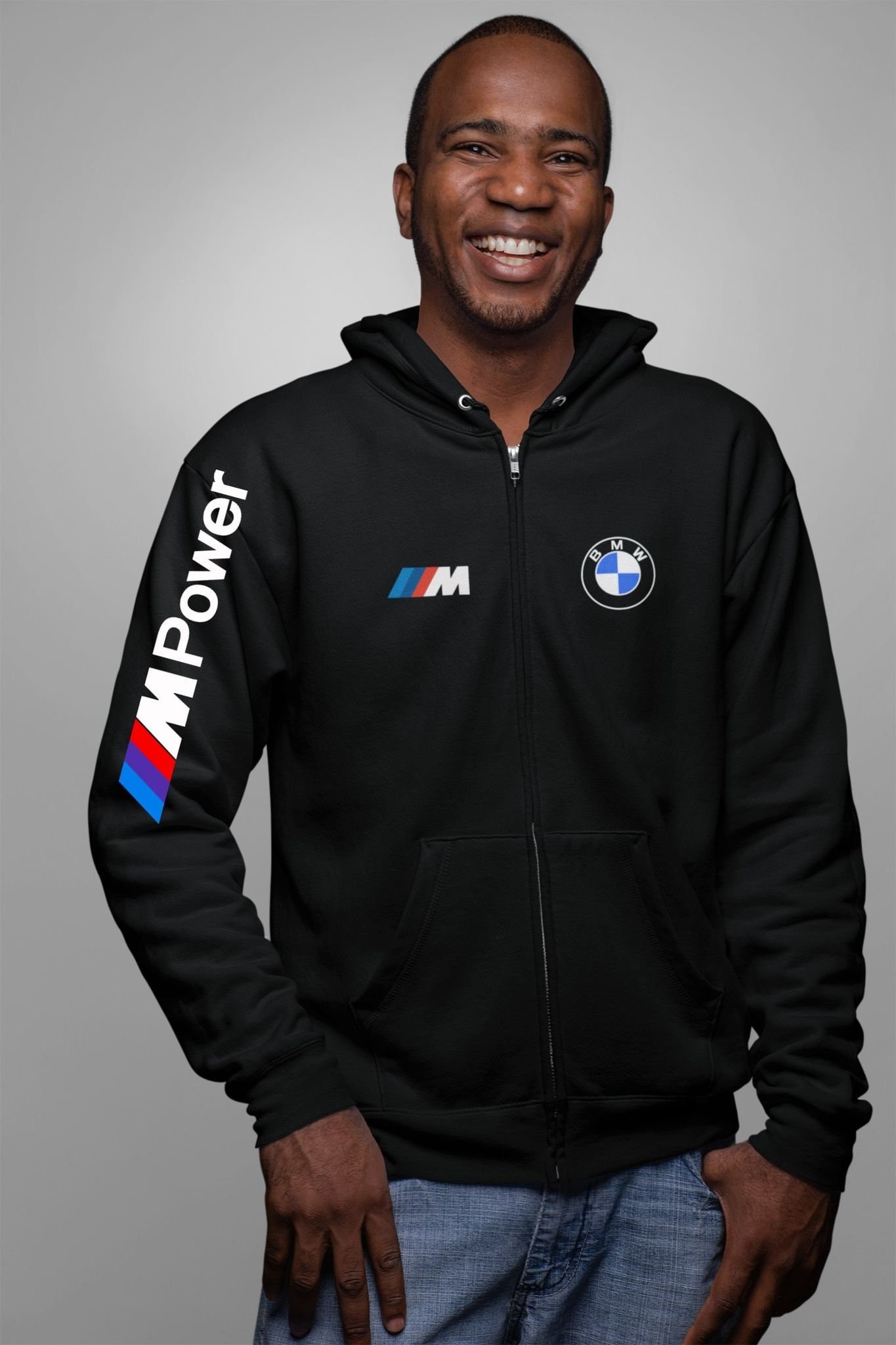 Unisex Premium Full Zip Hoodie With BMW Logo (Cotton)