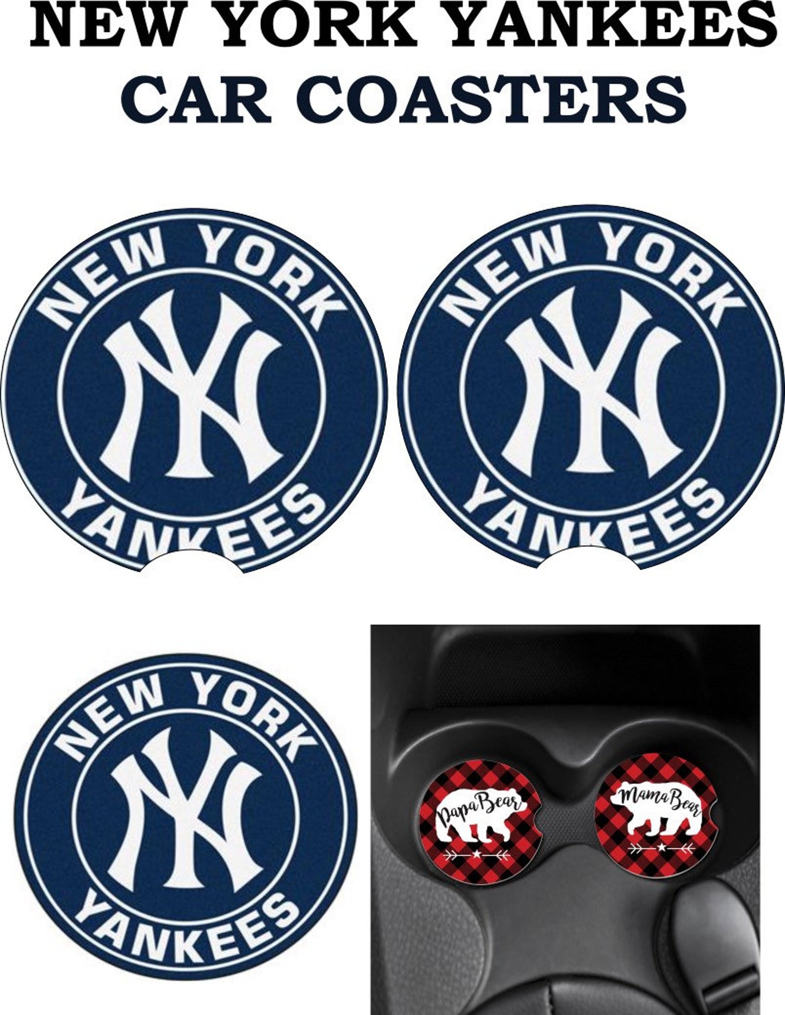 New York Yankees NYC Car Coasters Flambant neuf custom made Etsy