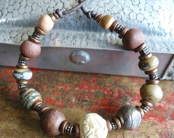 Artisan Ceramic Beaded Night Walker Necklace / Beyond Thunder Dome / Burning Man / Wasteland Weekend Vibes