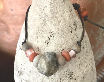INCOMING / Raw Labradorite Nugget Bead / Artisan Ceramic Beads / Artisan Lampwork Glass Beads