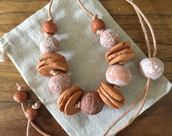 ETRUSCAN MUSE #1 / Curated Artisanal Handmade Ceramic Beads / Statement Necklace / Ancestral Creation