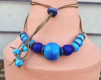 Collar de Nefertiti / Collar de estilo egipcio antiguo con cuentas azules vintage / Valle de las Reinas / Tierra de Punt