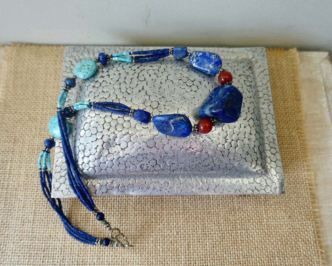 Large Lapis Afghan Belt with Silver Gilat Buckle – Handmade (AA-B-5) main image 0