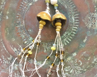 ADRIFT In The CLOUDS Of VENUS / Faded Glory vibe / Artisan Duster Earrings / Artisan Ceramic Cup & Pearl earrings / Dangle and Drop