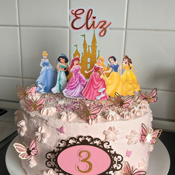 Décorations de gâteau personnalisé Princesse Disney avec Prénom, Cake toper