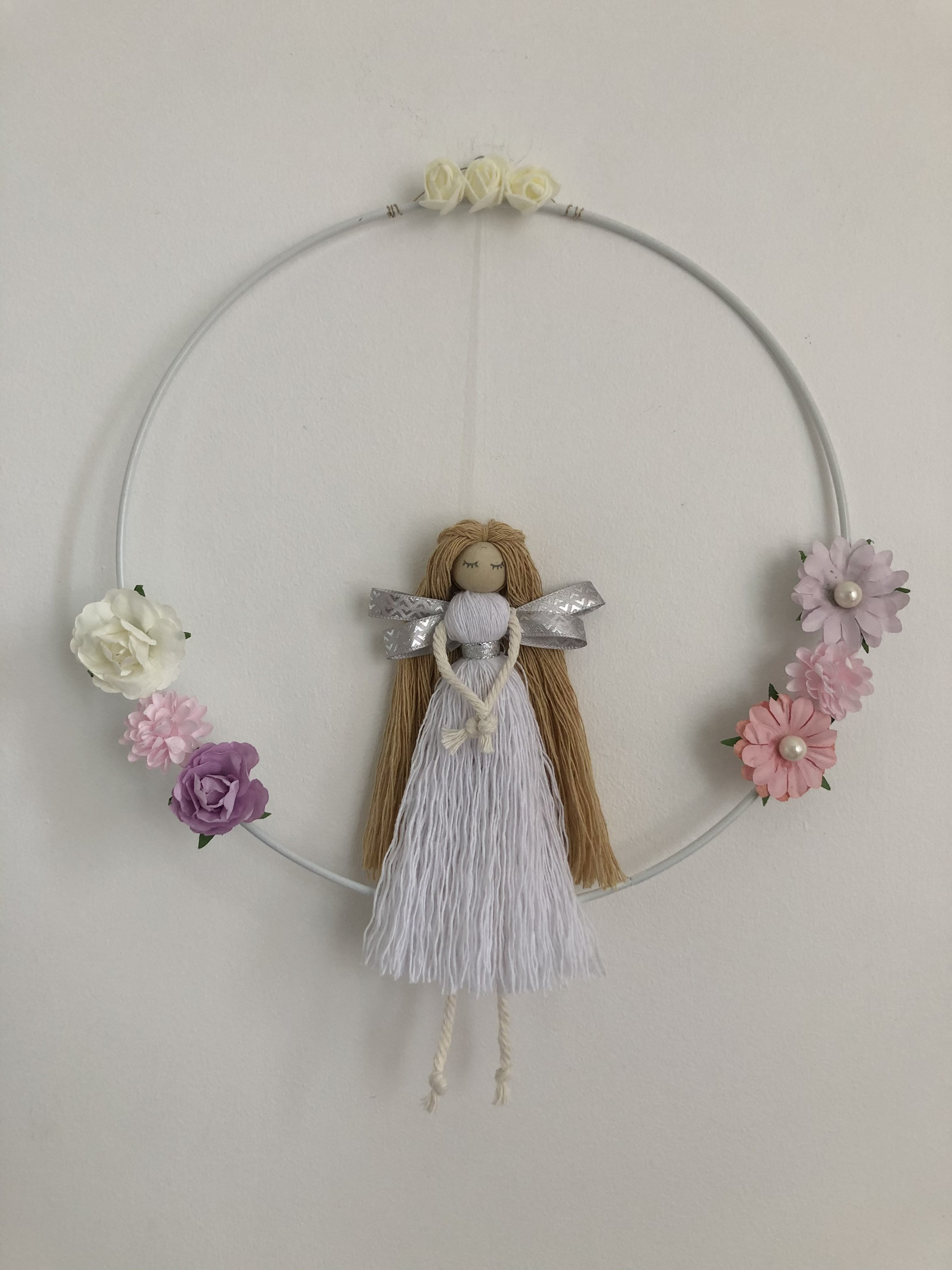 Décoration Ange Macramé Fleuri