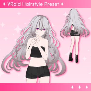VROID Hairstyle Preset | Long, Fluffy & Cute Hairstyle with Physics | Instant Digital Download