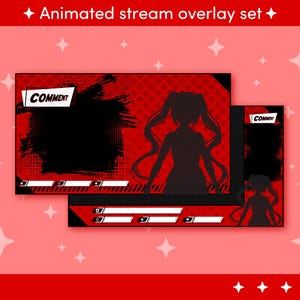Cool animated stream overlay set | Twitch, streaming, Vtuber, anime, game, just chatting |