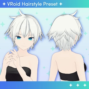 VROID Hairstyle Preset | Unisex Short Hairstyle with PHYSICS | Cool | Anime |  vtuber model, preset, Twitch, streaming, Vtuber | 3d model