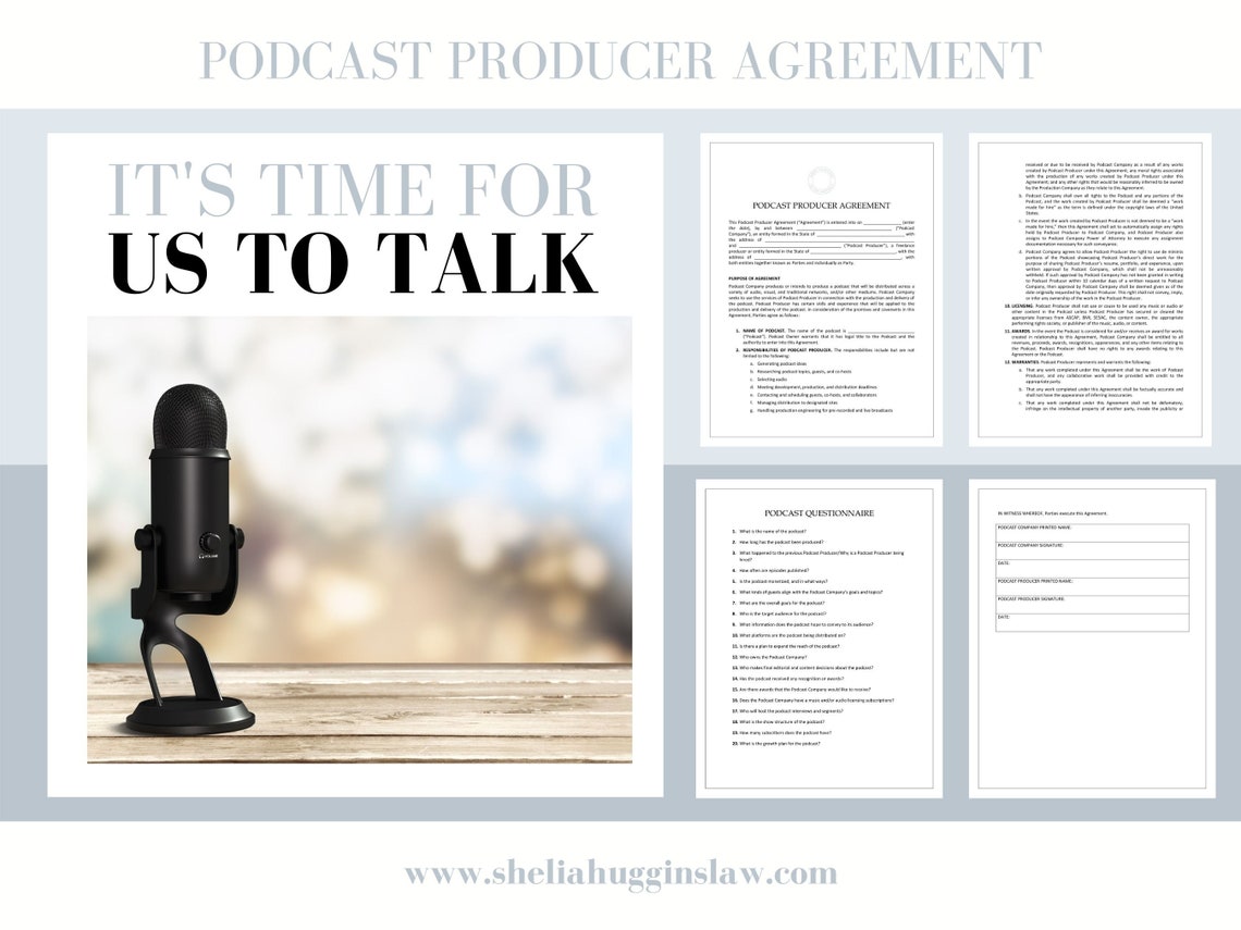 Podcast Producer Agreement Digital Download Template Etsy