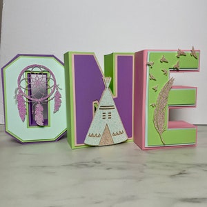 Lettres Boho 3D amérindiennes, Lettres Cardstock, Décoration de fête, Lettres 3D