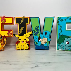 Lettres Pokemon 3D, lettres d'anniversaire, lettres en papier, décorations d'anniversaire
