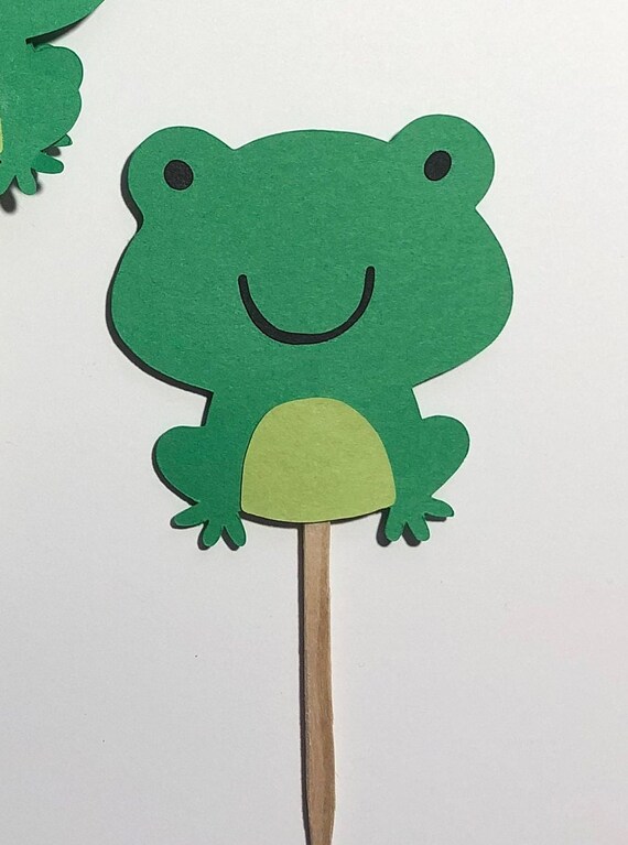 12 Plastic Frogs Card Topper Embellishments hand painted 