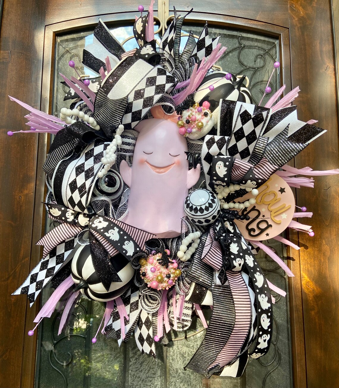 Whimsy Halloween Wreath Halloween Wreath Ghost Wreath Pink Etsy