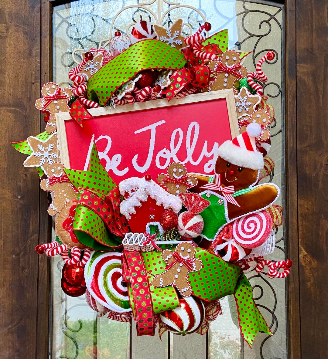 Gingerbread Wreath, Candyland, Christmas Wreath, Whimsical, Door Hanger ...