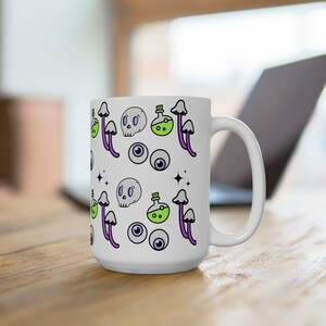 Halloween Mug, Spooky Mug, Skull Mug, Mushroom Mug, Gift, Halloween Gift, Potion, Skull, Mushroom, Eyeball, Halloween