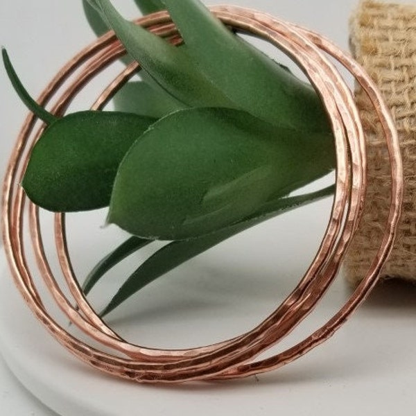 set of solid copper bangle /set of  6 pc hammered bangle/pure copper/free shipping