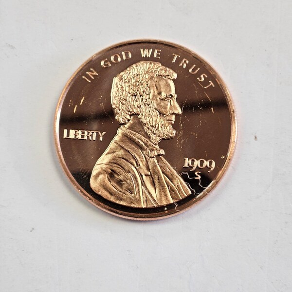 1 ounce copper round .999- Lincoln penny bullion-pure copper