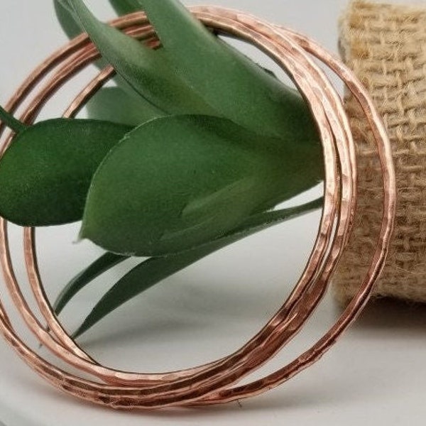 set of solid copper bangle /set off  3 pc hammered bangle/pure copper/Free Surprise with Purchase/free shipping