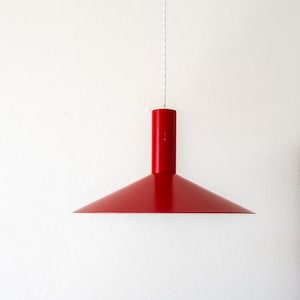 Pendant Lamp: Red Danish Hans Due Formel 2, 1970s Mid-Century MCM, Fog & Morup