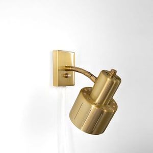 Danish Mid-Century Modern Wall Lamp: Adjustable Gold Aluminum Reading Light