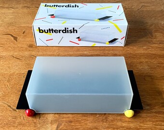 Vintage 80s Breakfast Collection Butterdish, Rare Memphis Style Wang + Merlo