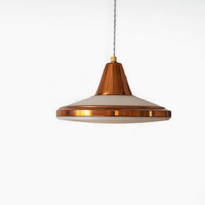 Pendant Lamp: Danish Copper, Mid Century Scandinavian Modern Vintage 1960