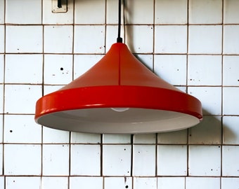 Retro Orange Cone Pendant Lamp - Vintage 80s | Home Decor