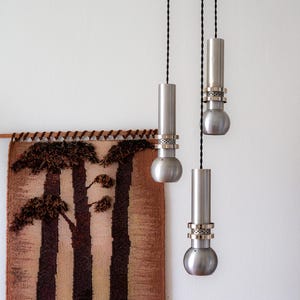 Pendant Lamp: 1960s Mid-Century Space Age, Rewired Aluminum Cascade, Chrome, Denmark Vintage
