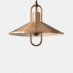 Vintage Deense hanglamp – messing en aluminium halverwege de eeuw plafondlamp, Scandinavisch hangend