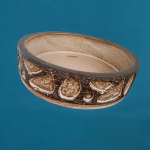 Vintage 60s Brutalist Design, Løvemose Denmark Stoneware Bowl, Large and Heavy