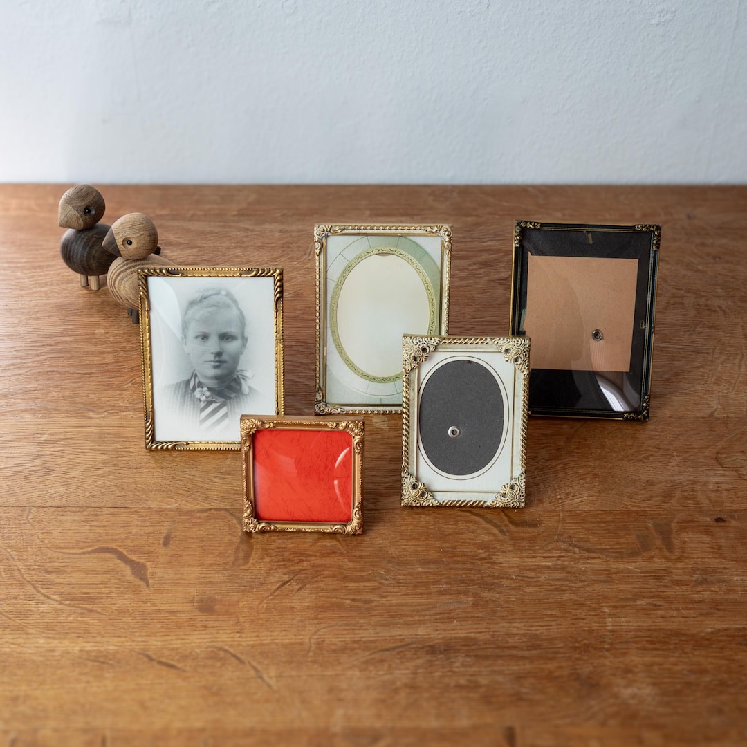 Set of 5 Vintage Danish Metal Frames With Convex Glass Art Nouveau ...