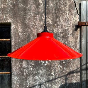 Vintage Industrial Pendant Lamp – Red Enamel by E.S. Horn, 1960s