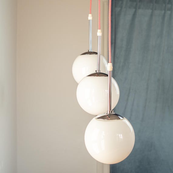 クロームメタル ペンダントランプ 3灯 スペースエイジ ミッド