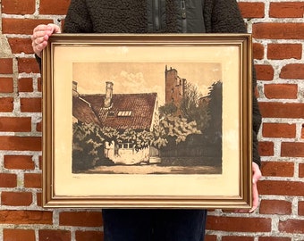 Framed Original Antique Etching Jens Dragsbo | Signed Vintage Bild
