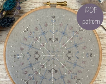 Snowflake Mandala Embroidery PDF Pattern, Instant PDF Download, Downloadable PDF Christmas Embroidery Design