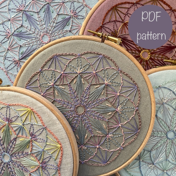 Embroidered Mandala PDF Pattern and Full Instructions, Mandala Embroidery Design, Instant PDF Sewing Pattern