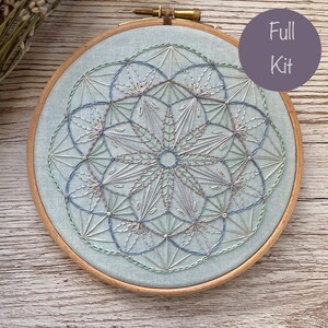 Modern Mindful Mandala Embroidery Kit-With-A-Difference - Winter Frost, Seasonal Craft Kit, Mindful Embroidery kit, Learn to Embroider Kit