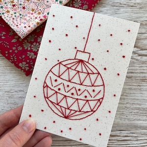Diseños de tarjetas navideñas bordadas en formato PDF, patrón de tarjeta con adornos navideños, instrucciones para tarjetas cosidas a mano, diseños de tarjetas de descarga instantánea